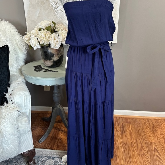 AMASOO Blue Strapless Maxi Dress | Size Small (could fit up to a medium) - Picture 3 of 15